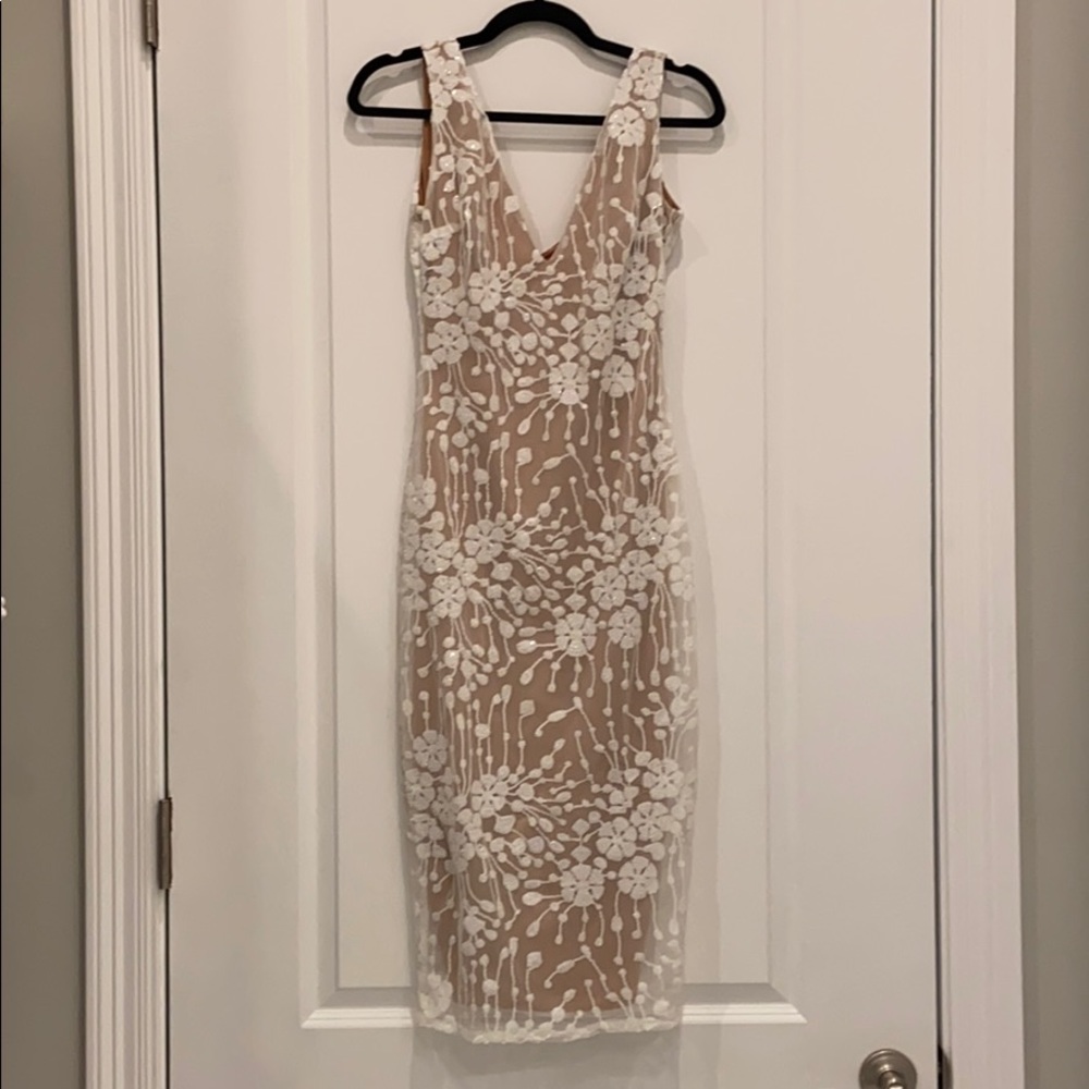 Shein nude/white sequin midi dress